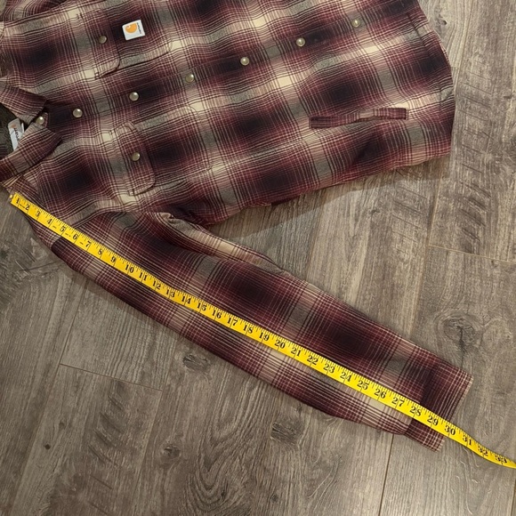 Carhartt coat Hubbard sherpa lined flannel shirt jacket women’s large - Picture 11 of 11